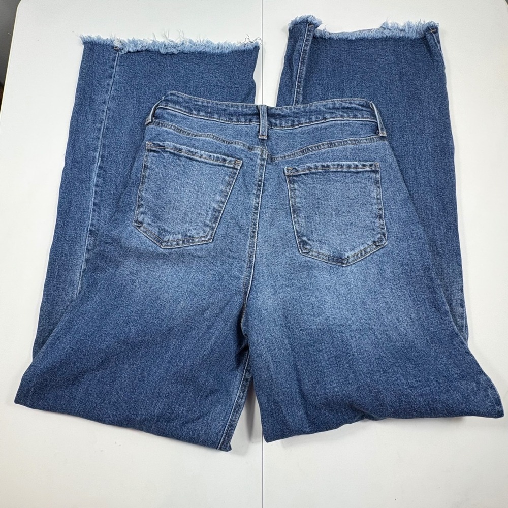 BCBGeneration Womens High Rise Wide Leg Jeans Blue Raw Hem Size 7/28 - Picture 8 of 11